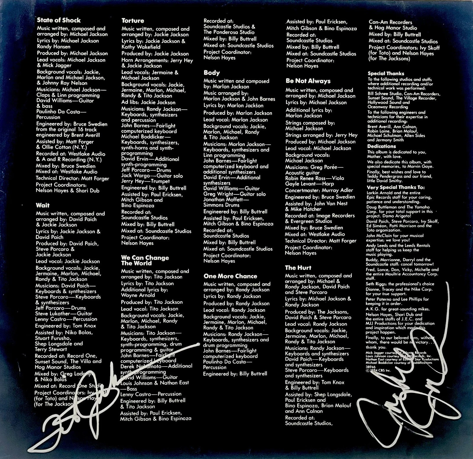 THE JACKSON 5 Jackie Jackson Tito Jackson Signed Autograph LP Sleeve ACOA