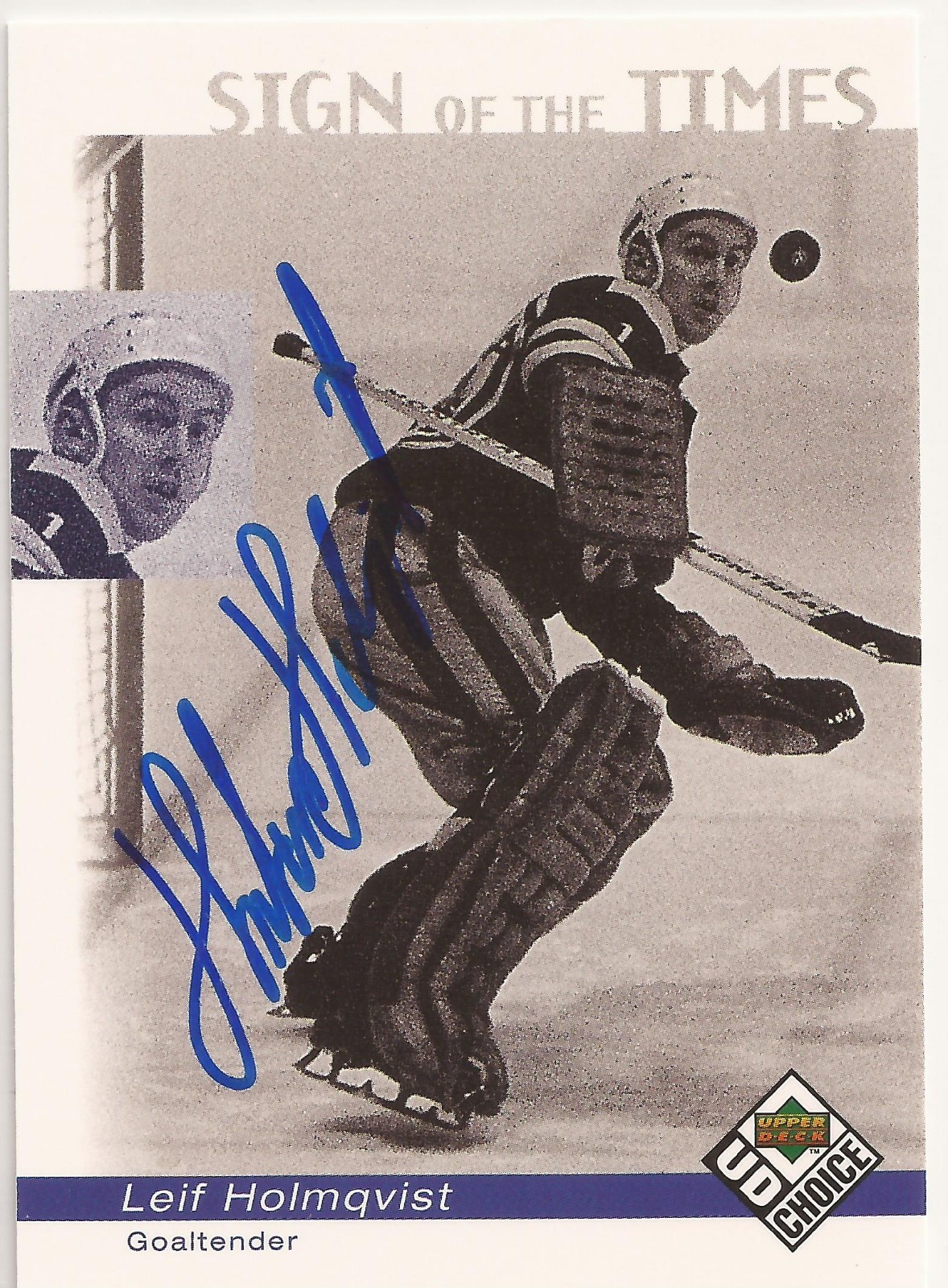 Lief Holmqvist Signed 1998/99 UD Choice Swedish Elite Card