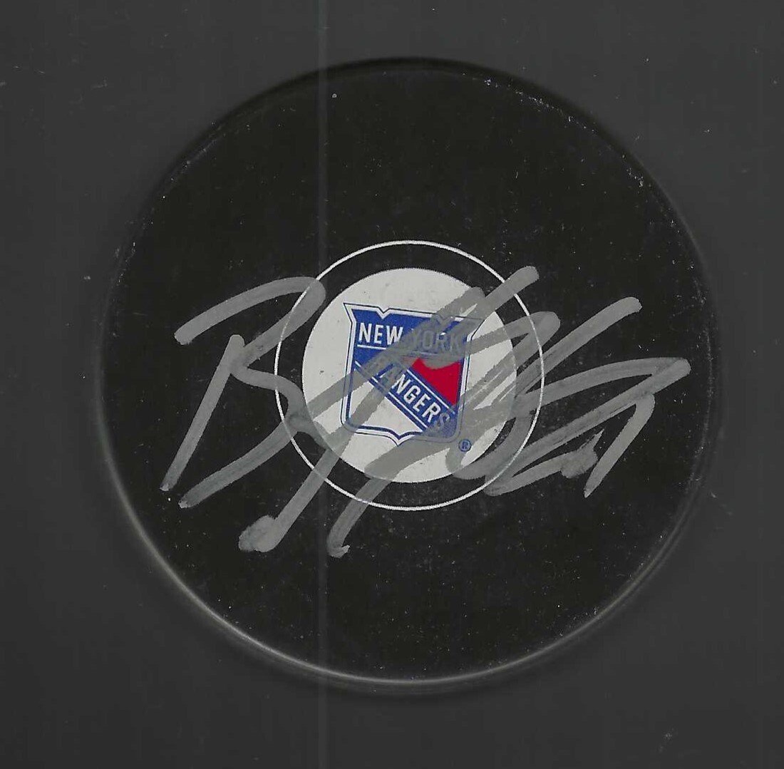 Brandon Halverson Signed New York Rangers Puck
