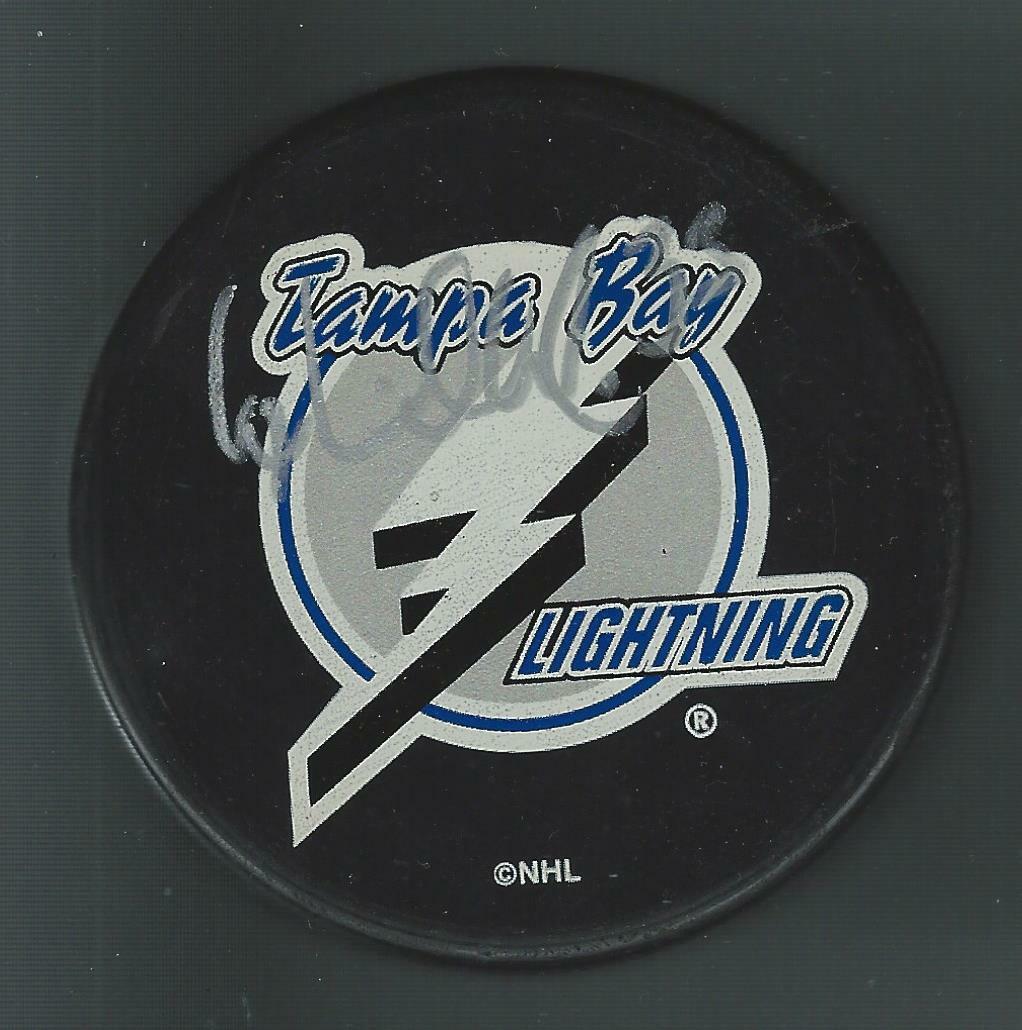Fredrik Modin Signed Tampa Bay Lightning Original Logo Puck