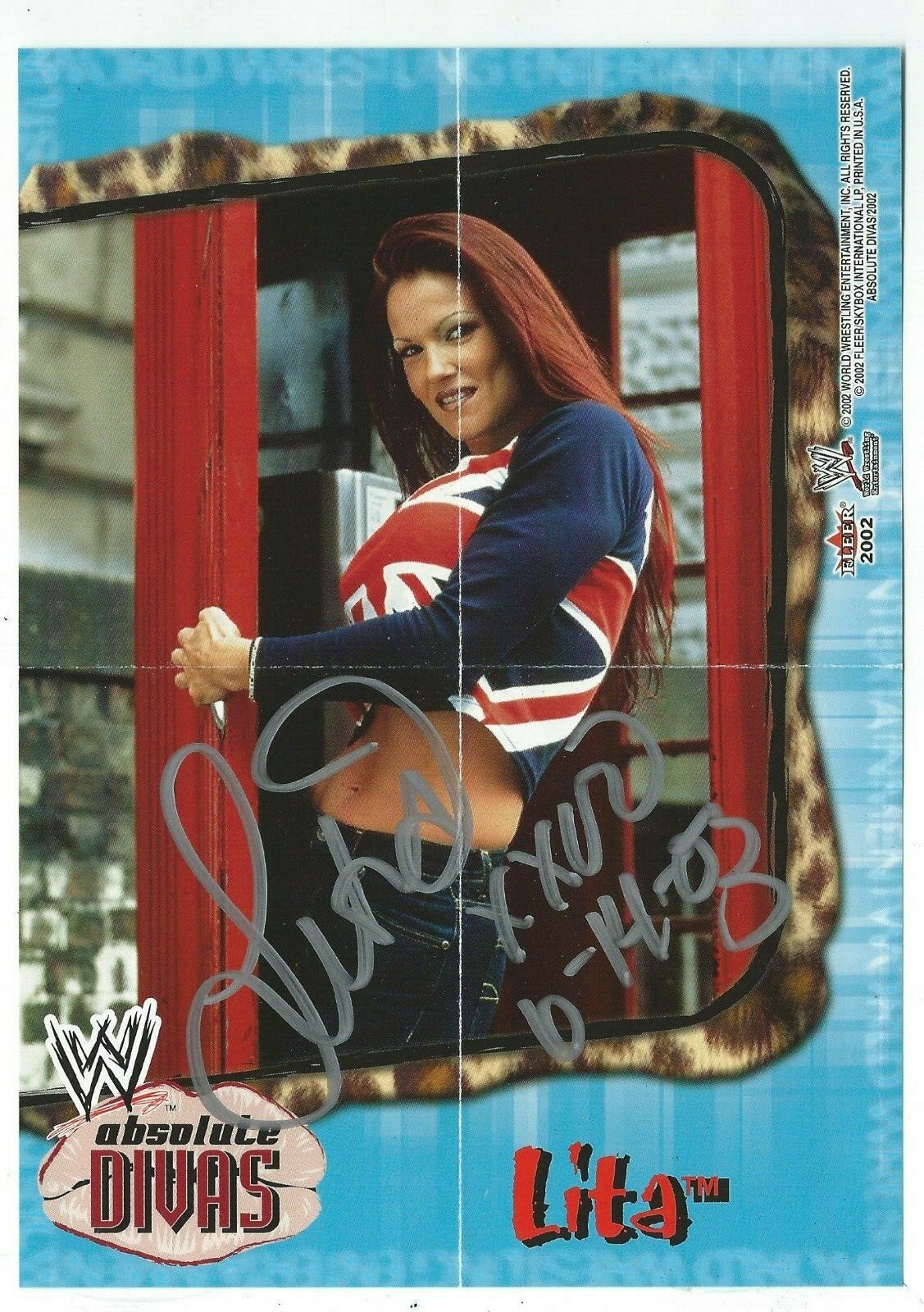 Lita Signed 2002 Fleer WWE Absolute Diva's Pre-Folded Poster Card