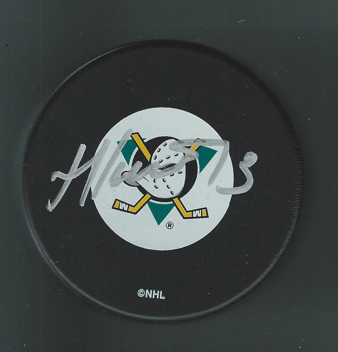 German Titov Signed Anaheim Mighty Ducks Puck