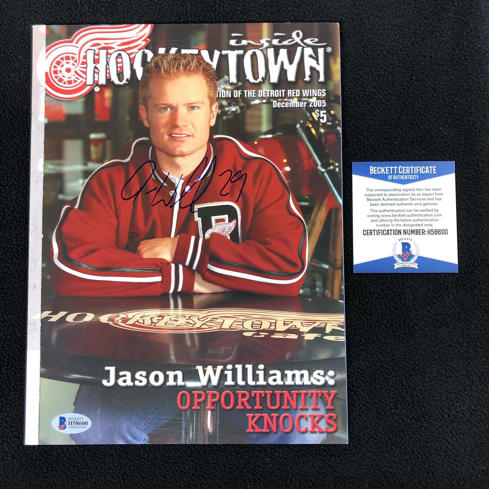 Jason Williams Signed Detroit Red Wings Inside Hockeytown Magazine Beckett COA