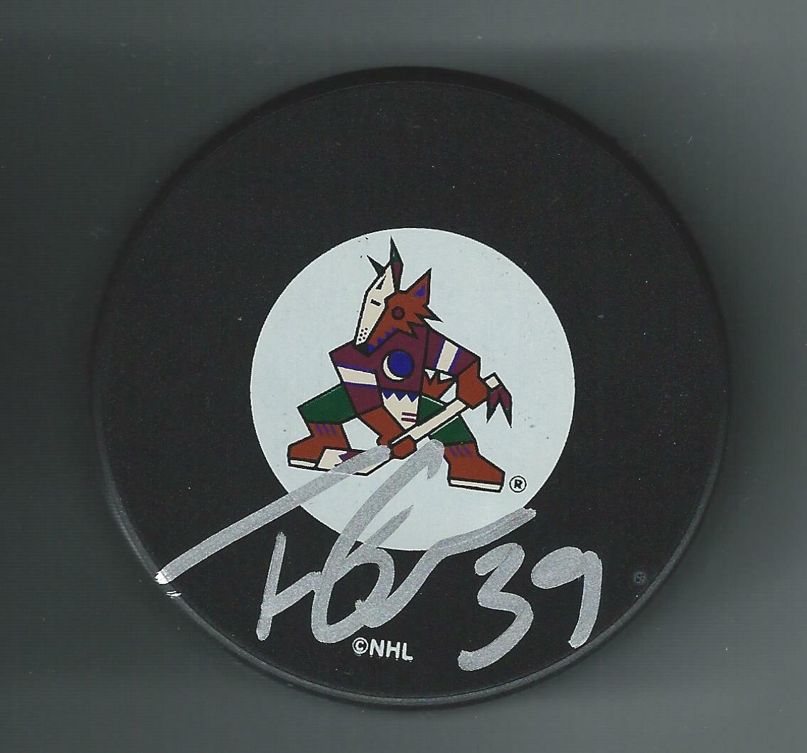 Travis Green Signed Phoenix Coyotes Puck Utah Mammoth