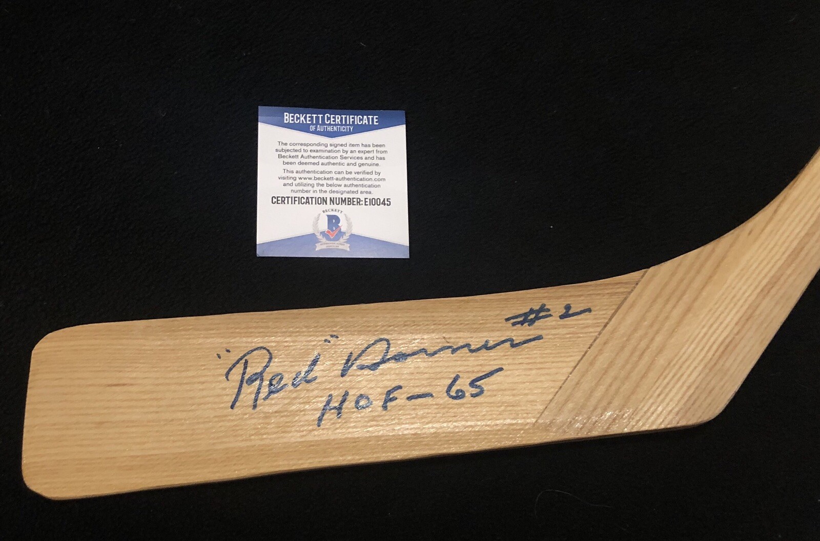 RED HORNER SIGNED TORONTO MAPLE LEAFS NORTHLAND STICK BECKETT COA COLLECTIBLE MEMORABILIA