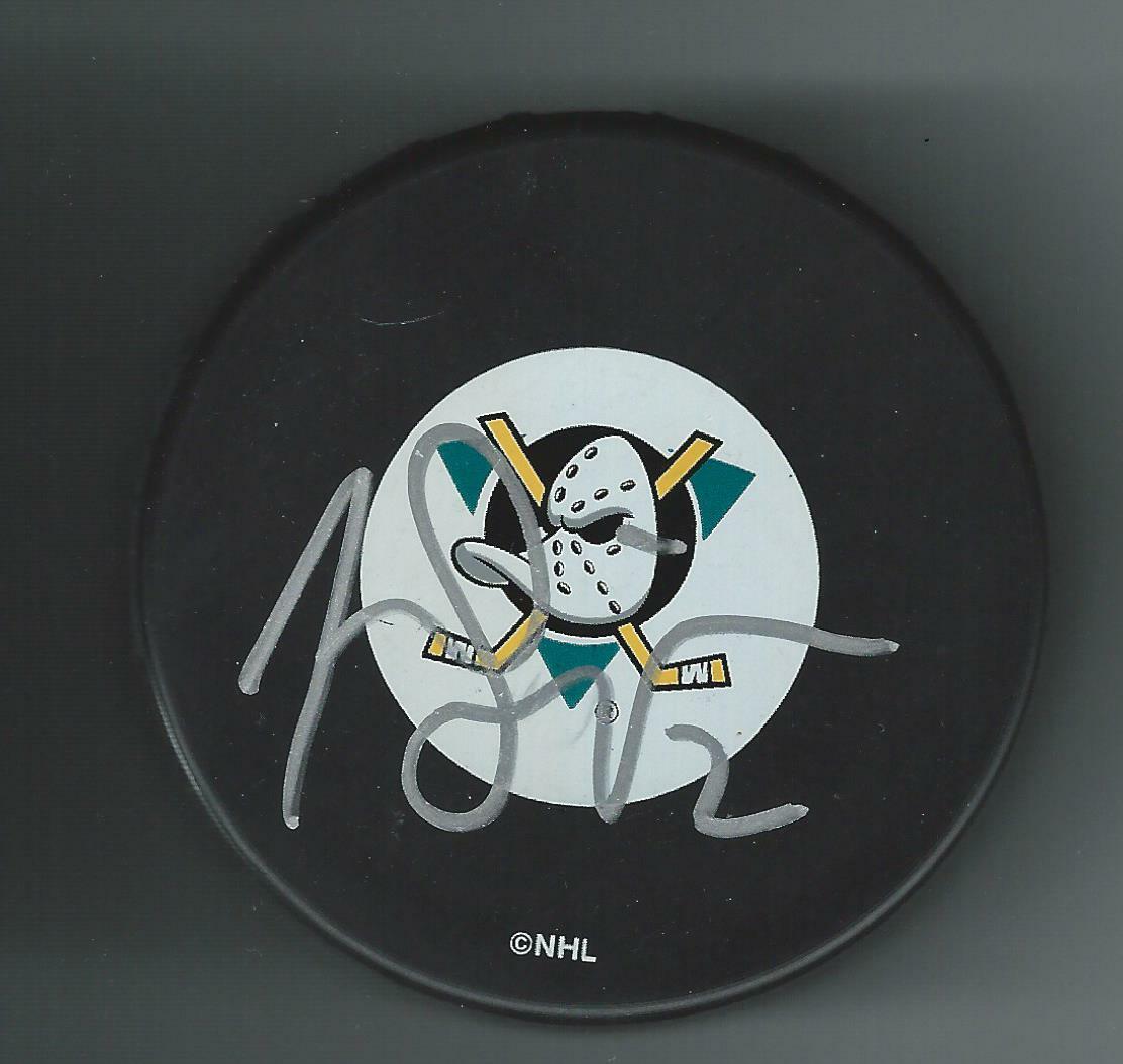 Todd Simpson Signed Anaheim Mighty Ducks Puck