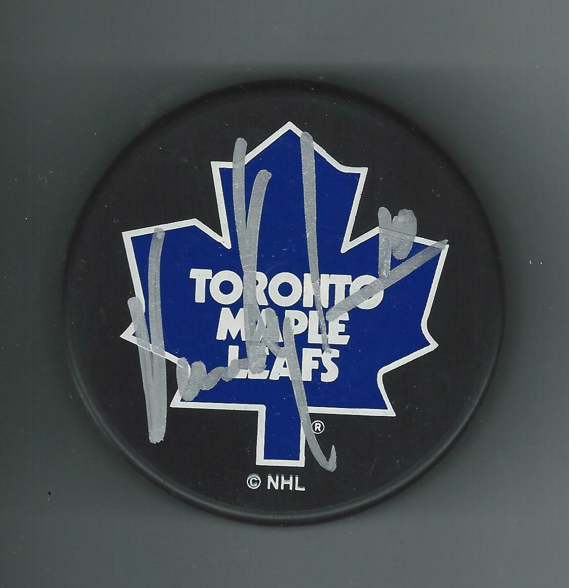 Vincent Damphousse Signed Toronto Maple Leafs Ravens Athletic Puck