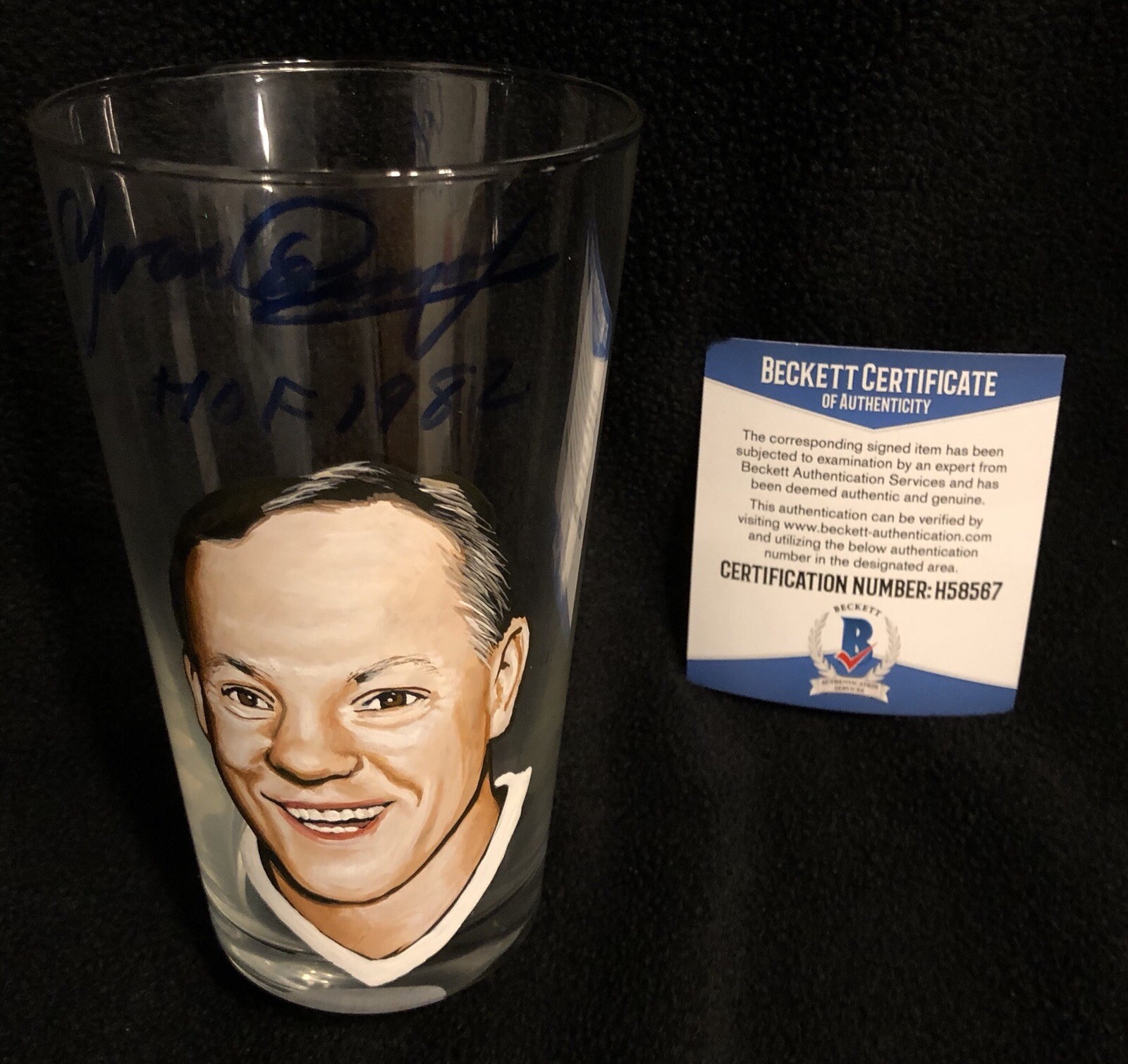 YVAN COURNOYER SIGNED PAINTED MONTREAL CANADIENS PINT GLASS BECKETT COA COLLECTIBLE MEMORABILIA