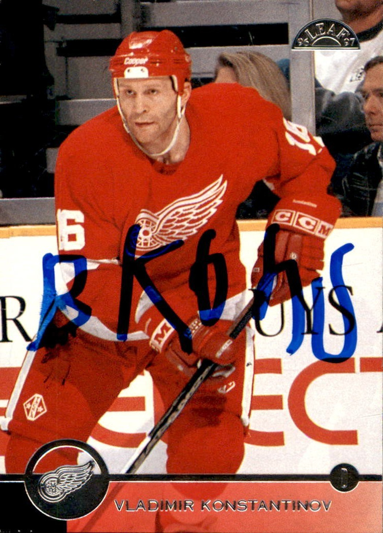 Vladimir Konstantinov Signed 1996/97 Leaf Card #110 JSA COA