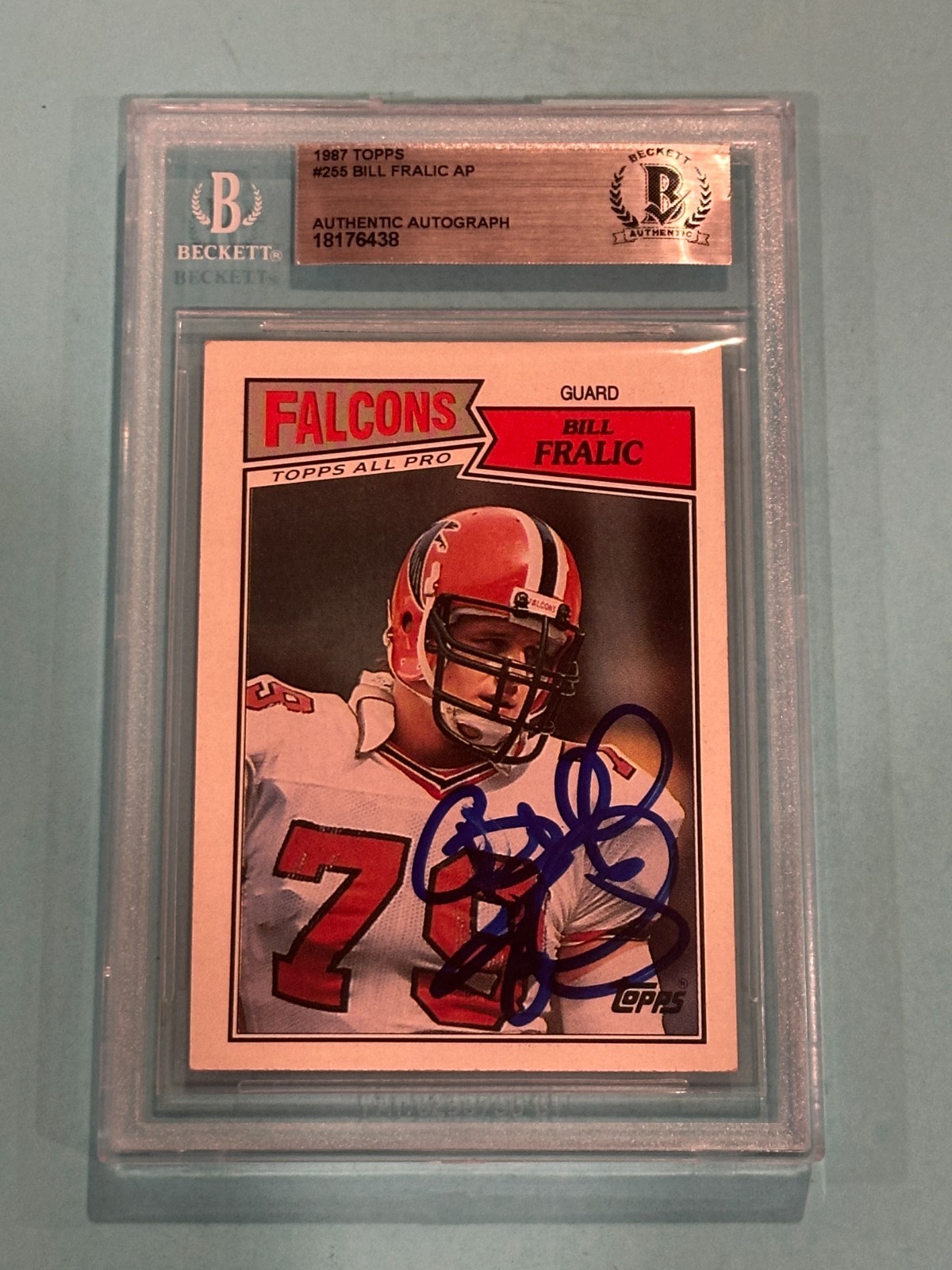 BILL FRALIC Signed 1987 TOPPS Card #255 AP Beckett BAS