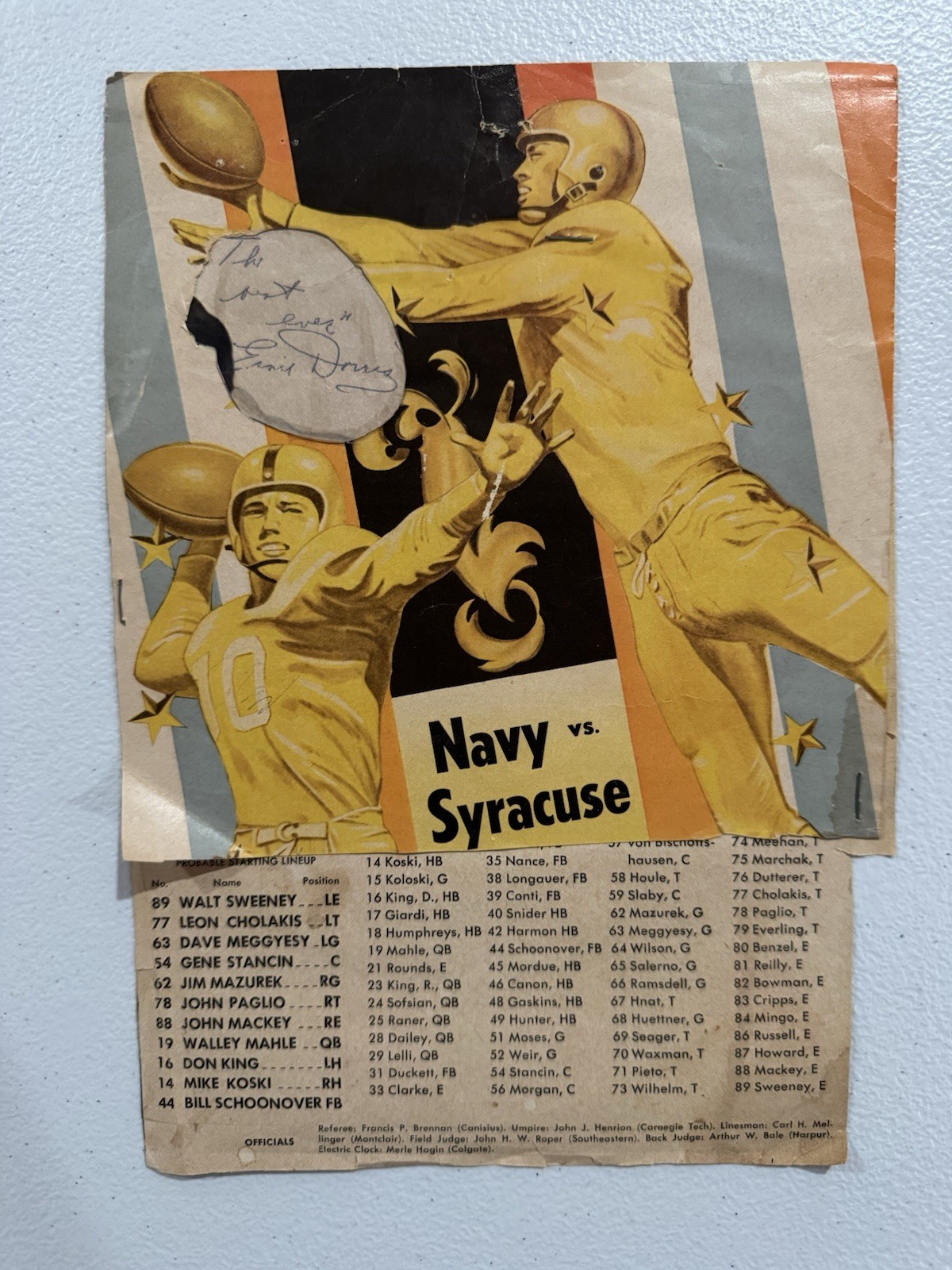 Ernie Davis Signed Autographed Program Page Syracuse Football JSA The Best Ever!