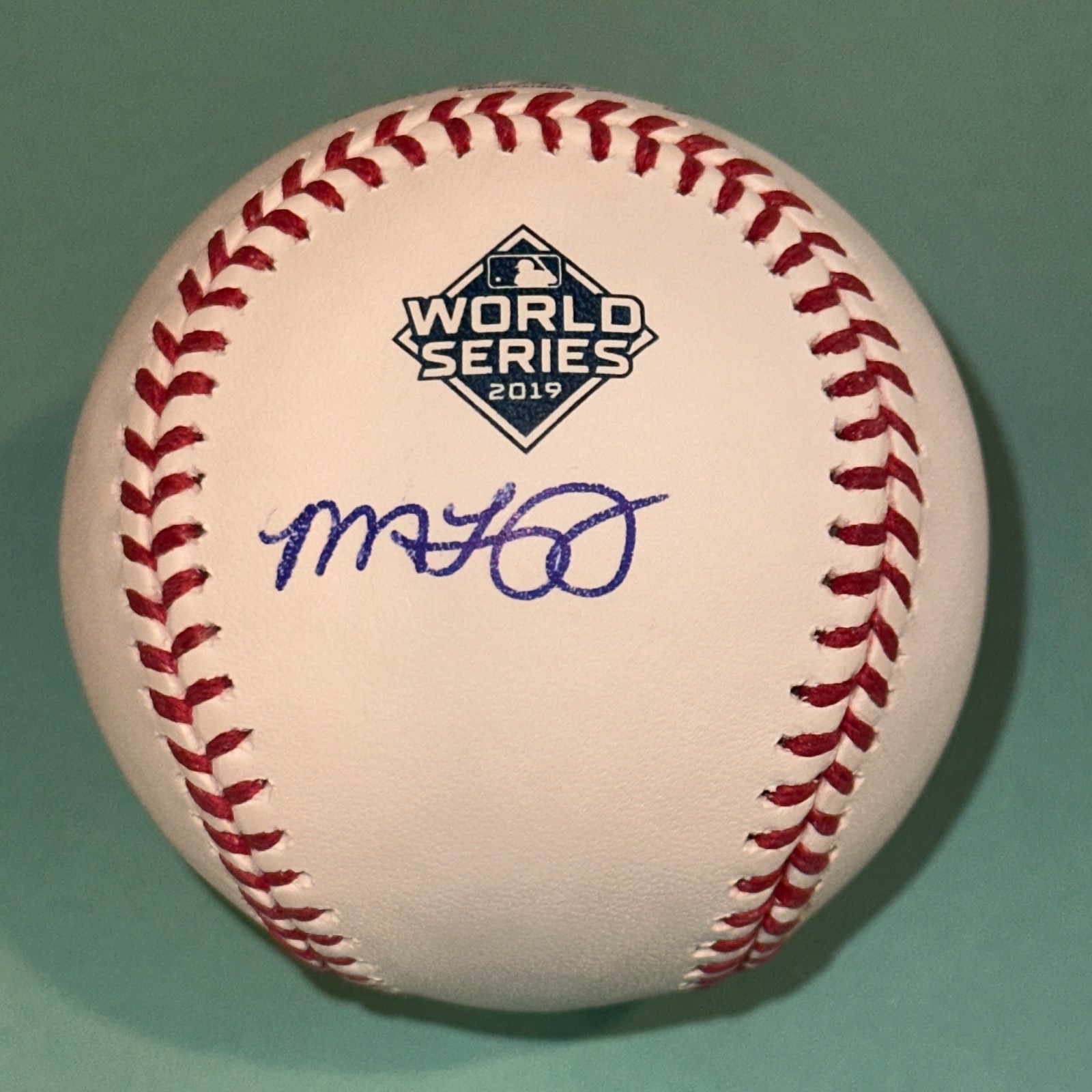 MICHAEL TAYLOR (Nationals) Signed Official 2019 WORLD SERIES Baseball Beckett