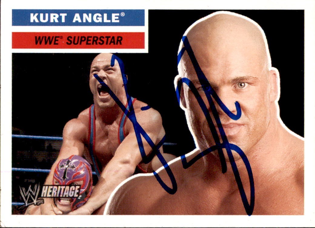 Kurt Angle Signed 2005 Topps WWE Heritage Card #23