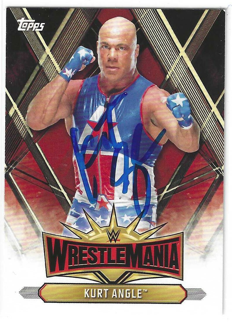 Kurt Angle Signed 2019 Topps WWE Wrestle Mania Card #WM-7