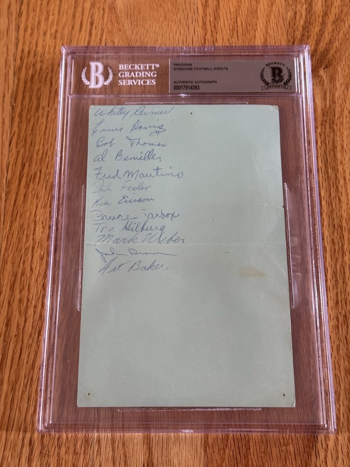 Rare Ernie Davis Signed Autographed Page W/ Team Syracuse Football PSA Slab