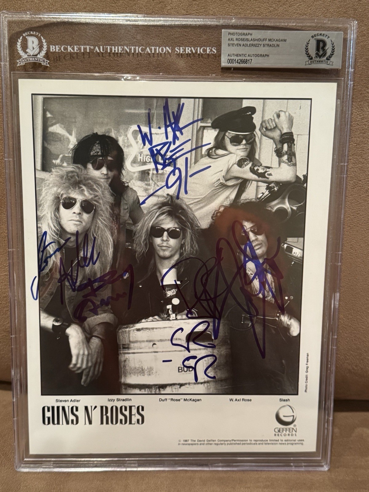 Guns N Roses Complete Signed Autographed Photo Beckett Axl Slash Izzy Duff Steve