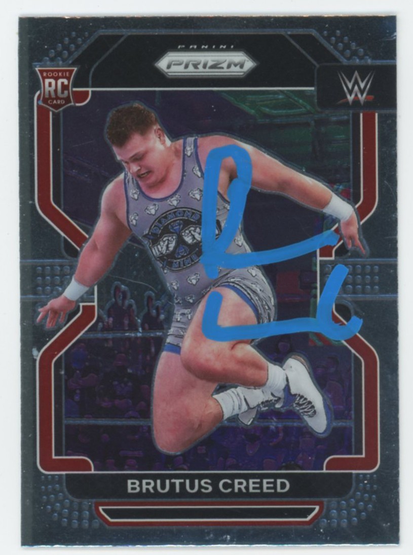 BRUTUS CREED WWE AUTHENTIC SIGNED 2022 PANINI PRIZM #144 RC CARD BAS #BS86650 COLLECTIBLE MEMORABILIA
