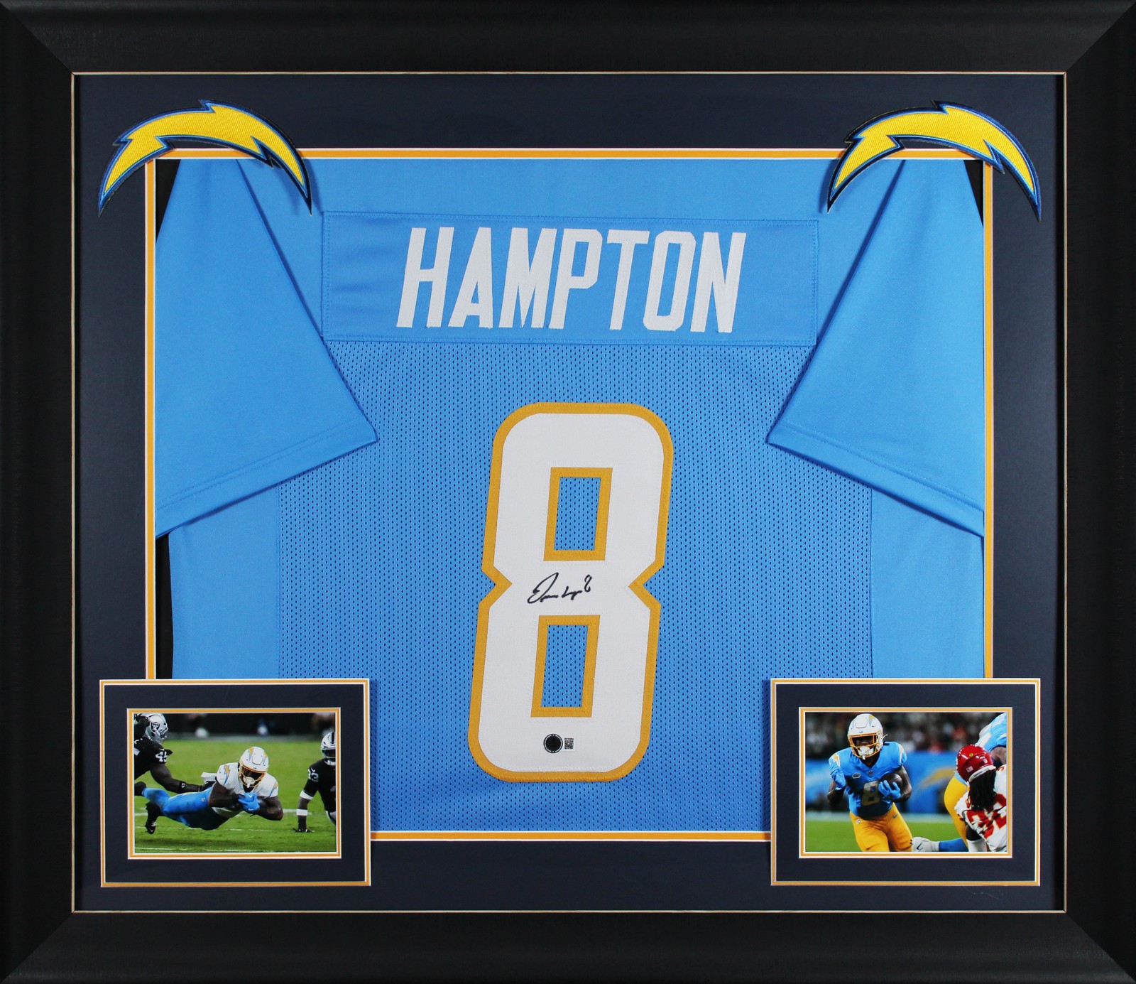 Omarion Hampton Authentic Signed Powder Blue Pro Style Framed Jersey BAS Witness