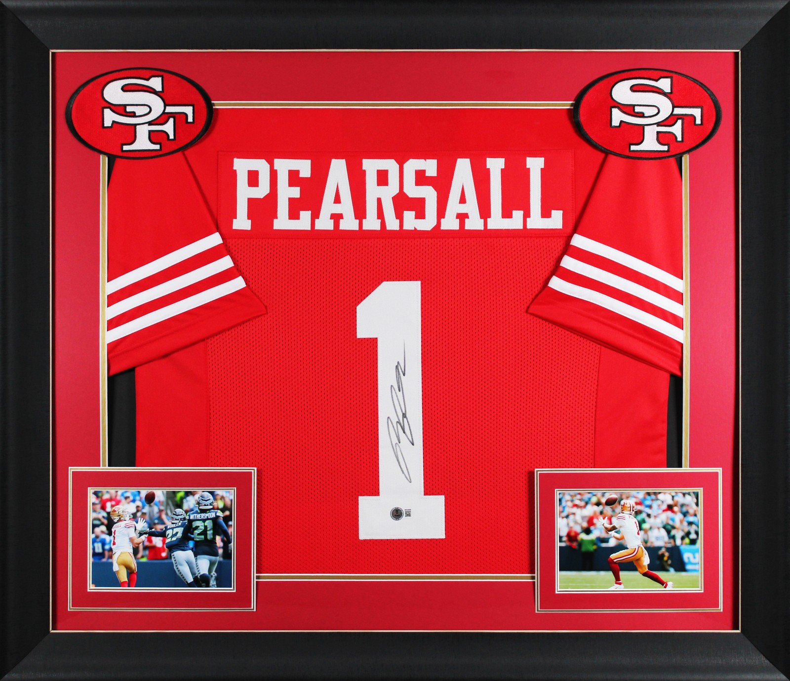 Ricky Pearsall Authentic Signed Red Pro Style Framed Jersey BAS Witnessed 2