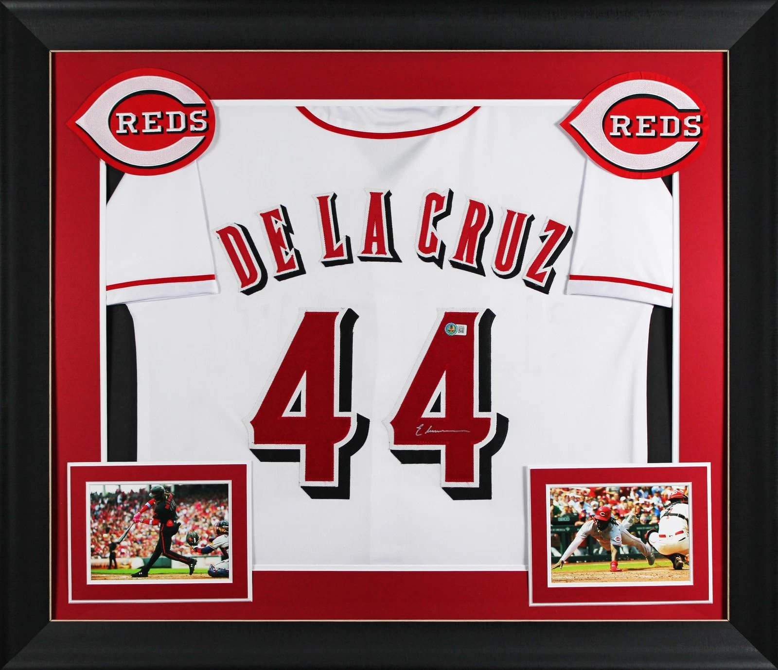 Elly De La Cruz Signed White Pro Style Framed Jersey w/ Dropshadow BAS 2