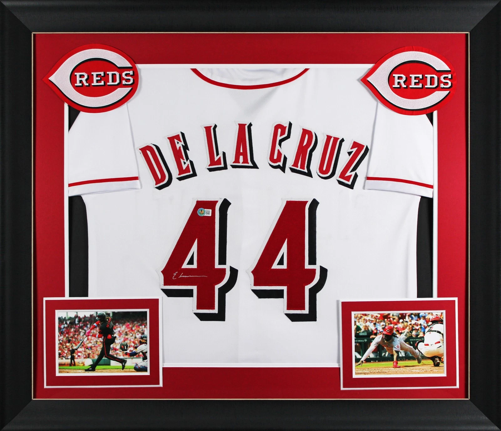Elly De La Cruz Signed White Pro Style Framed Jersey w/ Dropshadow BAS