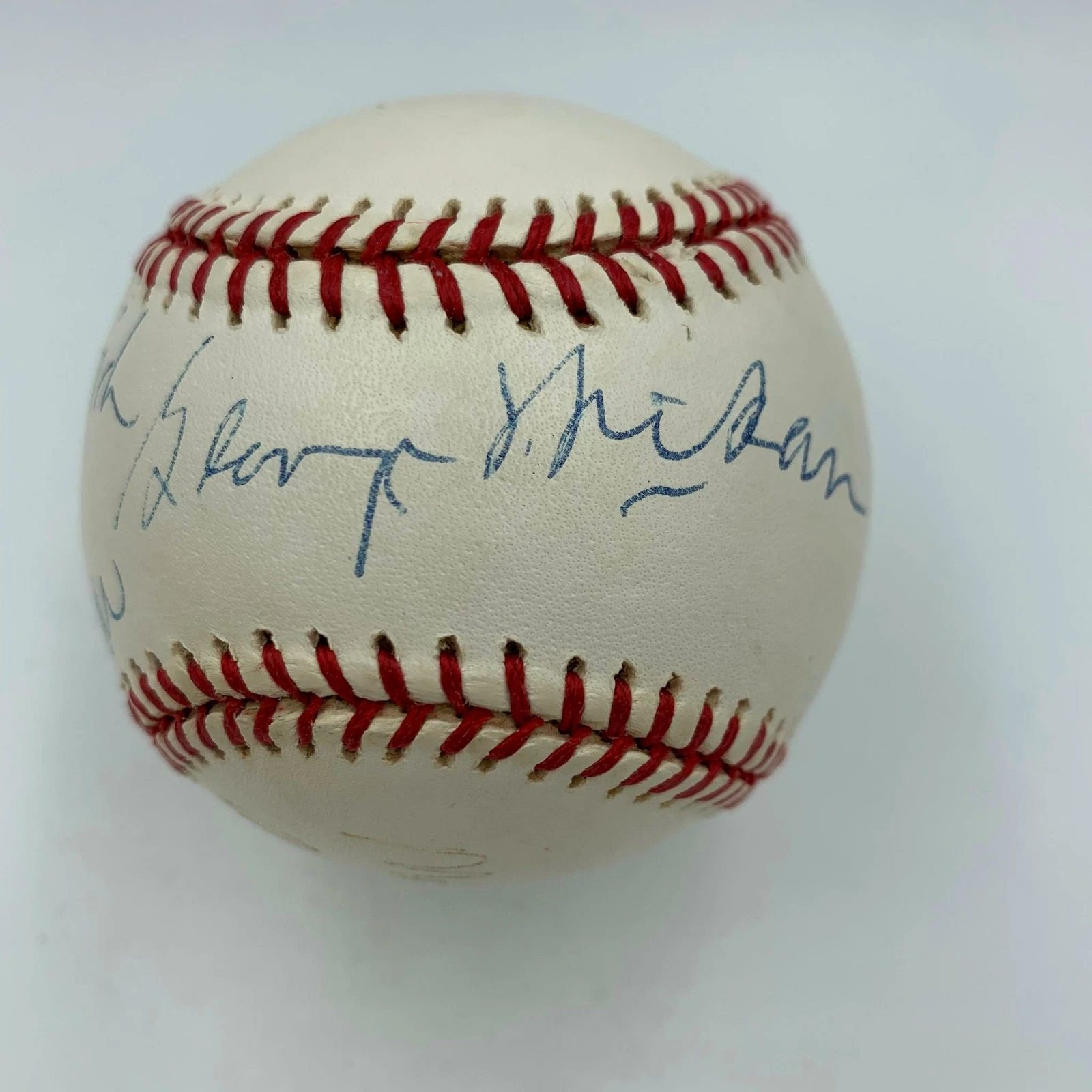 Magic Johnson Abdul Jabbar George Mikan Lakers Legends Signed Baseball JSA COA