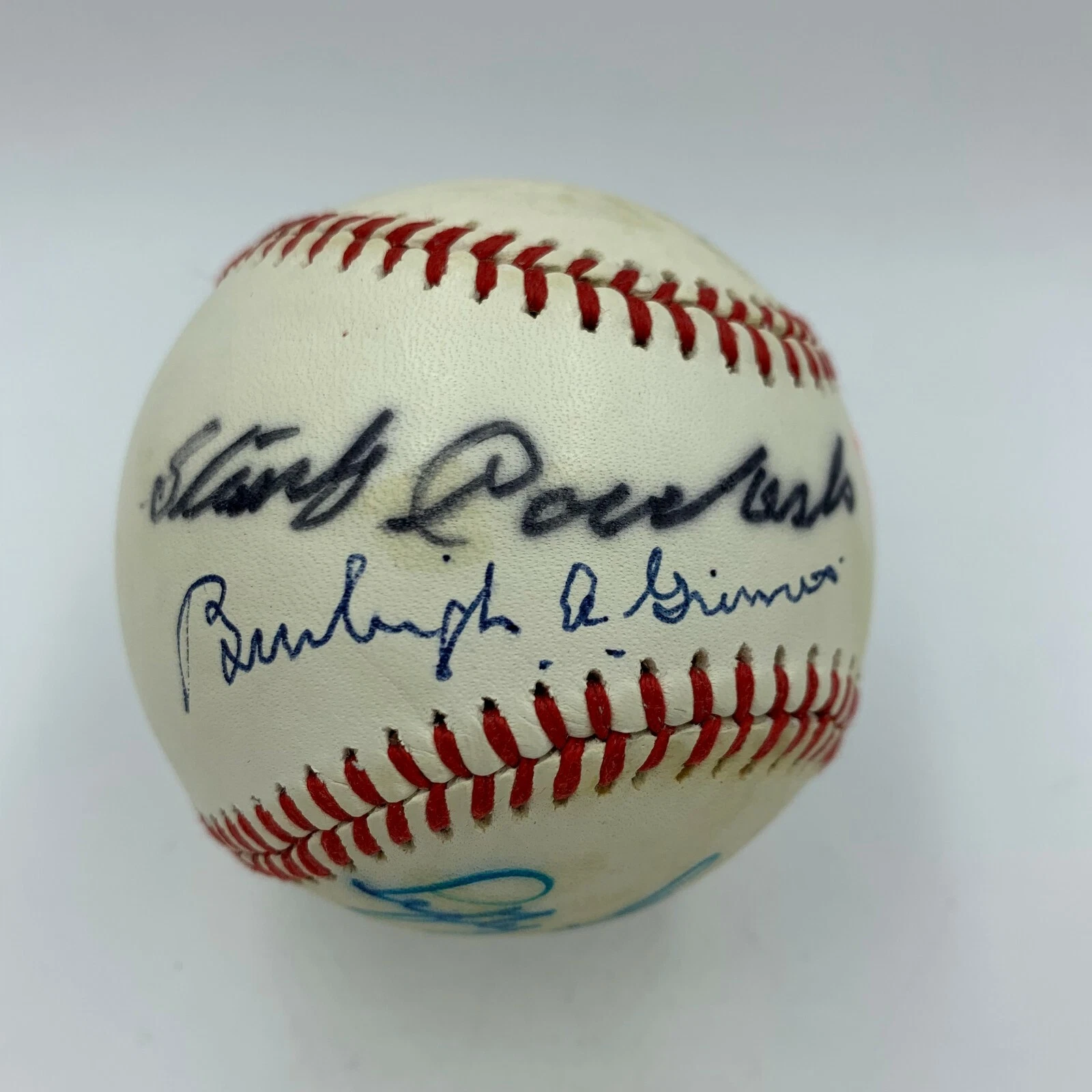New York HOF Pitching Legends Signed Baseball Coveleski Grimes Hoyt Ruffing JSA