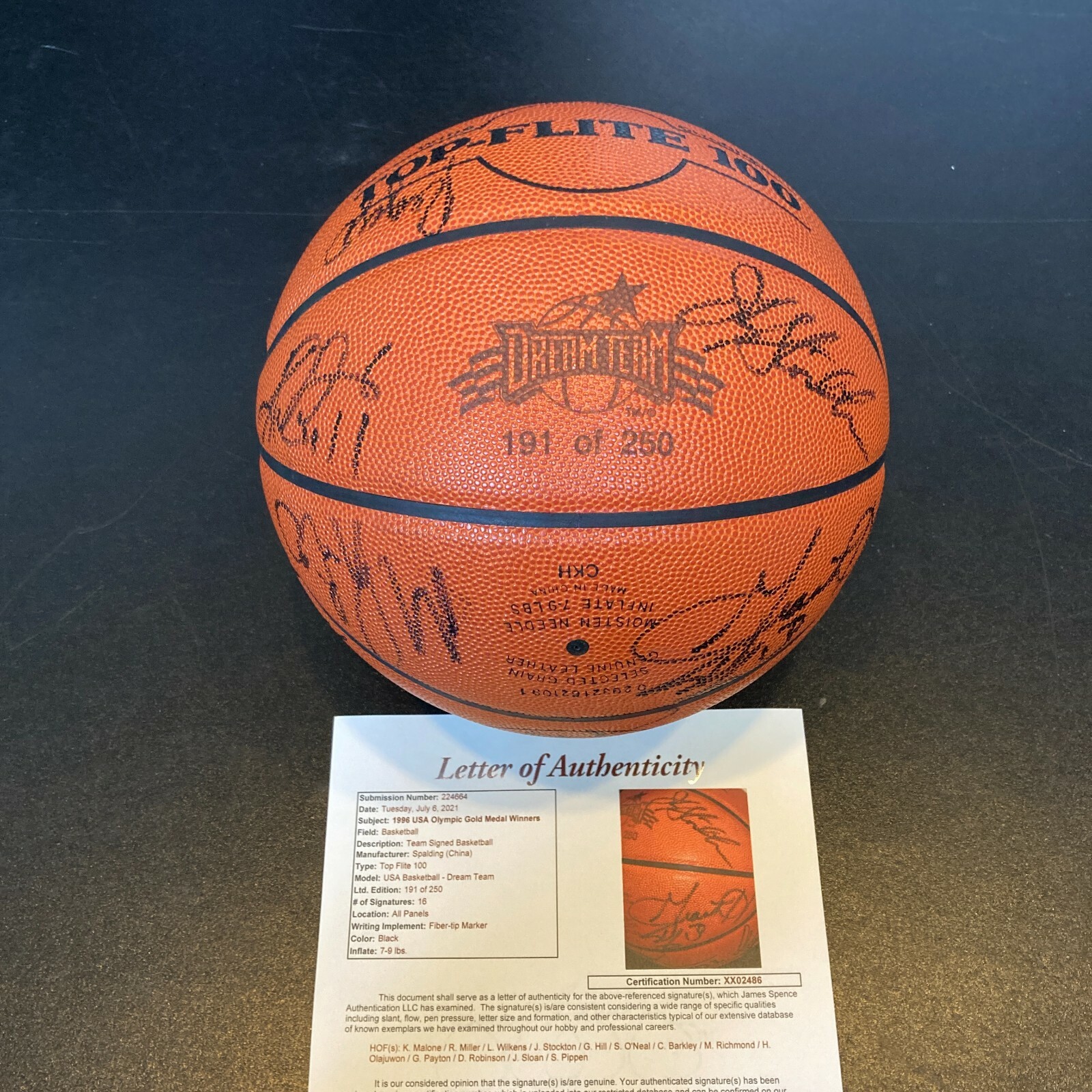 Extraordinary 1996 Team USA Dream Team Olympics Signed Basketball With JSA COA