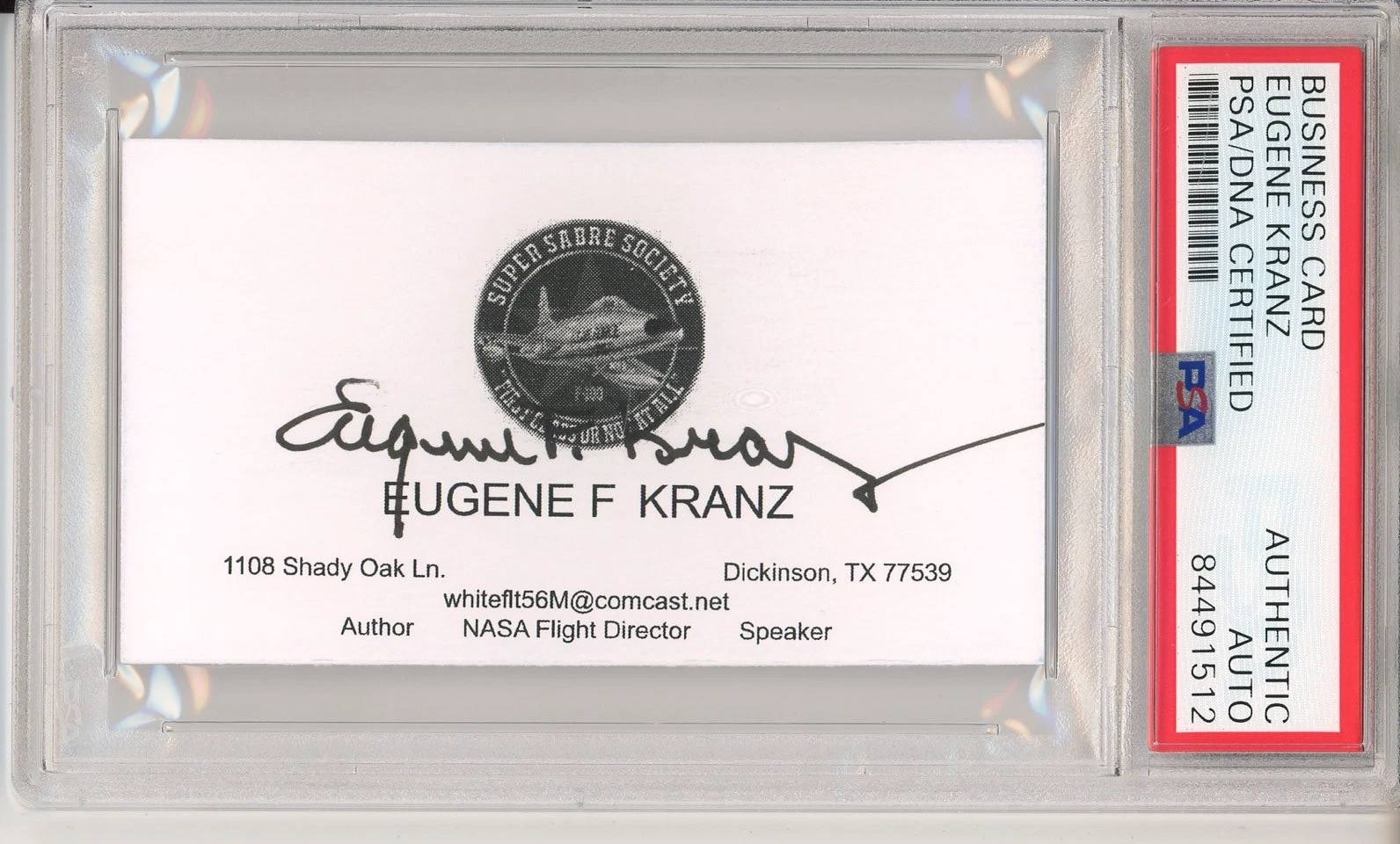 NASA FLIGHT DIRECTOR EUGENE KRANZ SIGNED BUSINESS CARD PSA DNA AUTOGRAPH SPACE