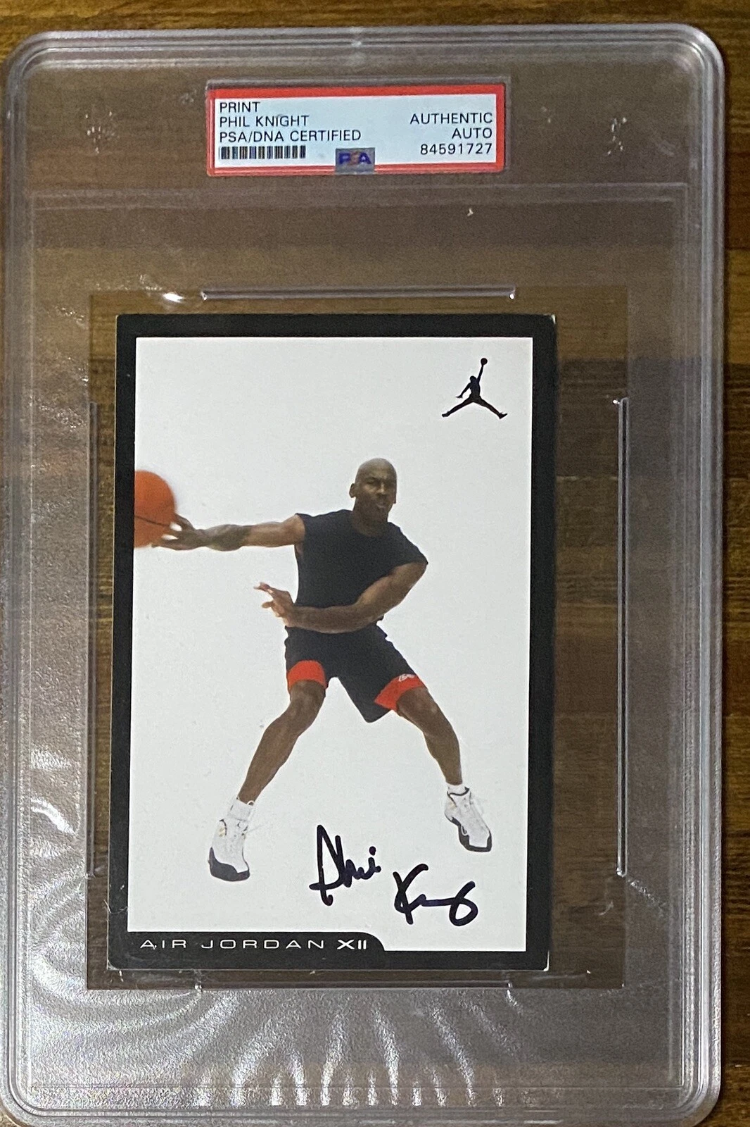 PHIL KNIGHT NIKE CEO SIGNED AIR JORDAN XII SHOE CARD PSA DNA AUTOGRAPH MICHAEL