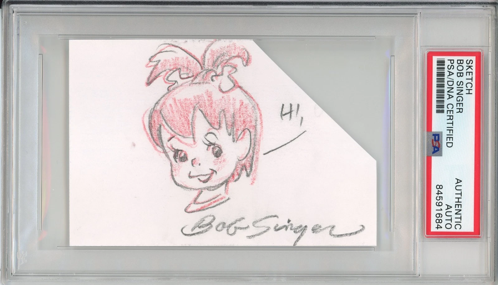 THE FLINTSTONES PEBBLES ORIGINAL COLOR PENCIL DRAWING SIGNED BOB SINGER PSA DNA COLLECTIBLE MEMORABILIA