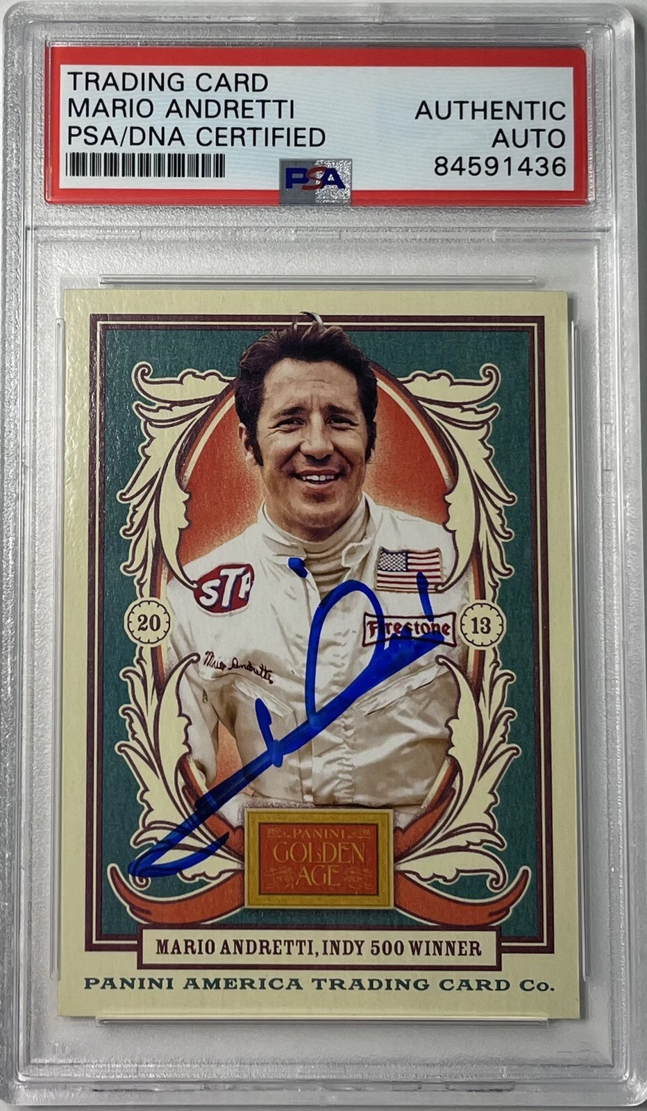 2013 Panini Golden Age Mario Andretti PSA DNA Autograph F1 Formula One Signed