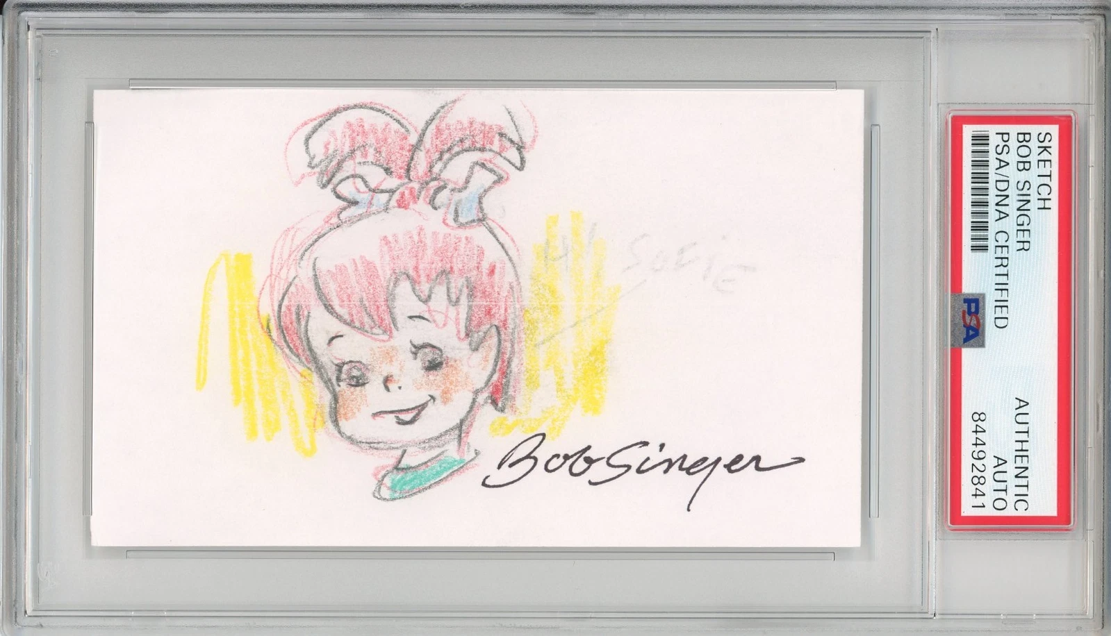 FLINTSTONES Pebbles Original Color Pencil Drawing Signed Bob Singer PSA DNA 1/1
