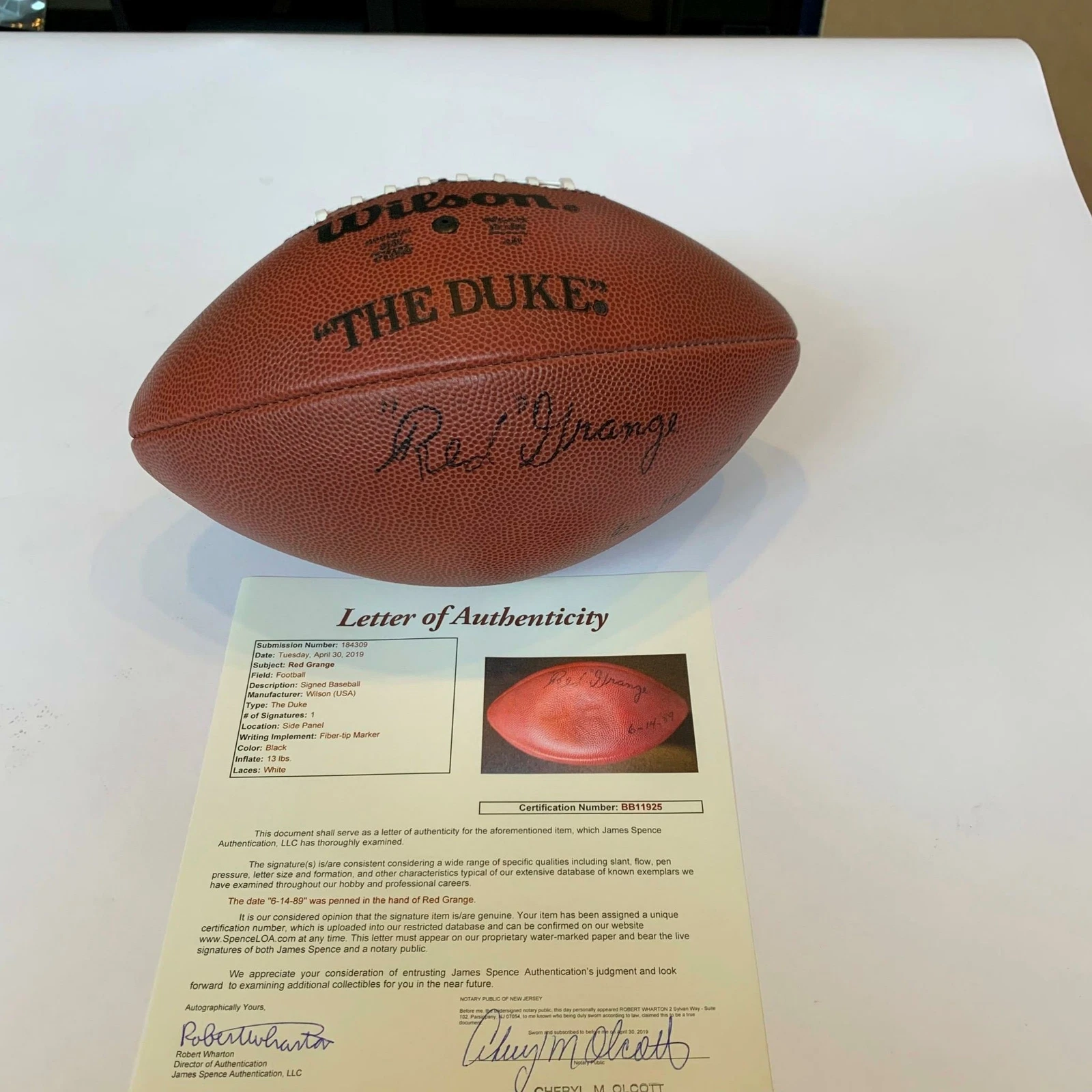 Rare Red Grange Signed Autographed Authentic Wilson NFL Football With JSA COA