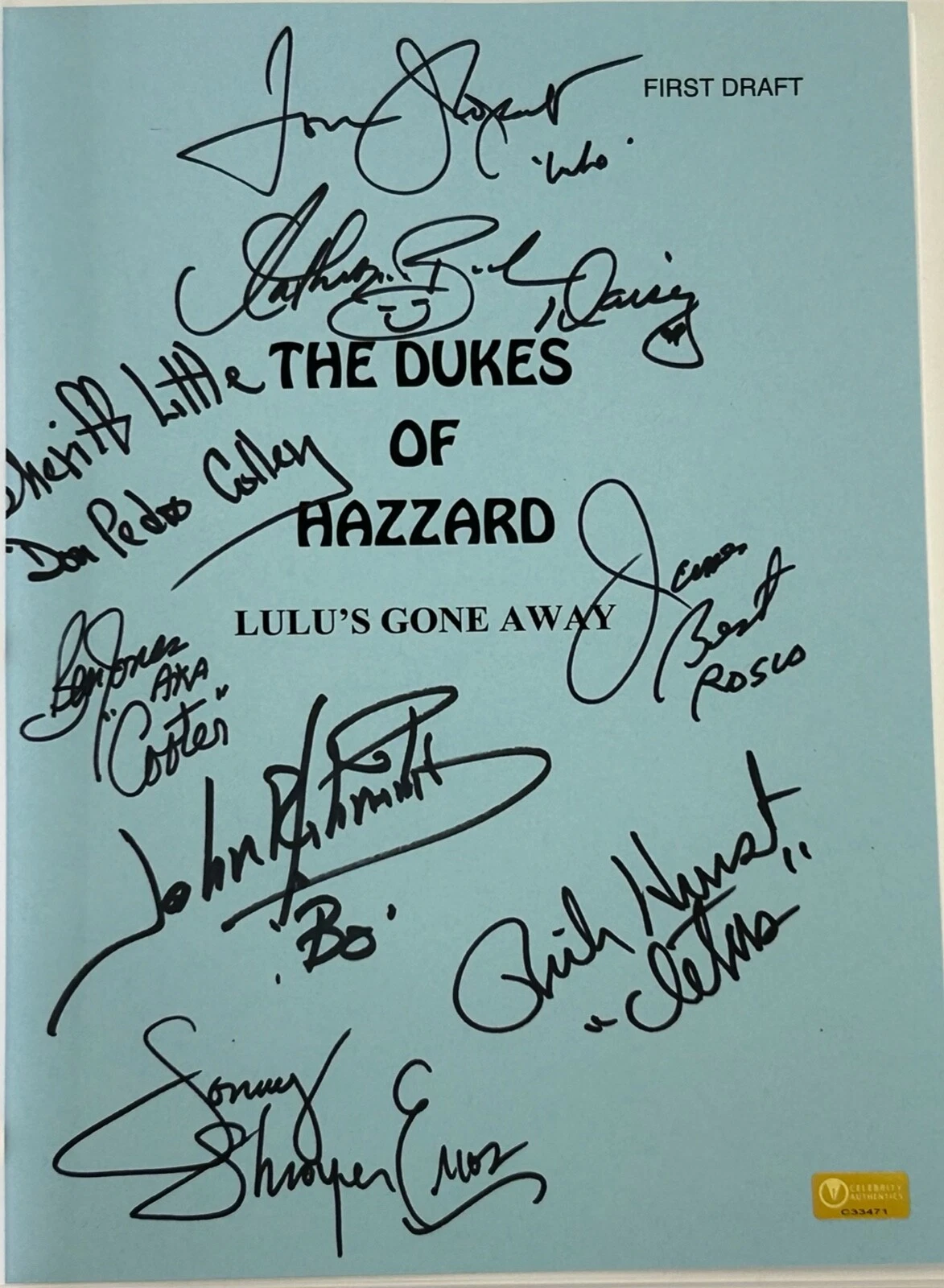 SCHNEIDER WOPAT BACH JONES+4 Signed Autograph Script DUKES OF HAZZARD JSA LOA