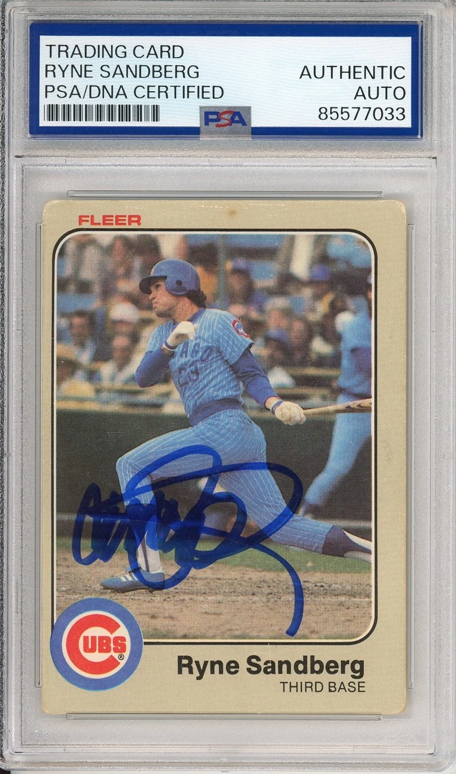 1983 83 FLEER RYNE SANDBERG SIGNED HOF RC ROOKIE CARD PSA DNA COA AUTOGRAPHED