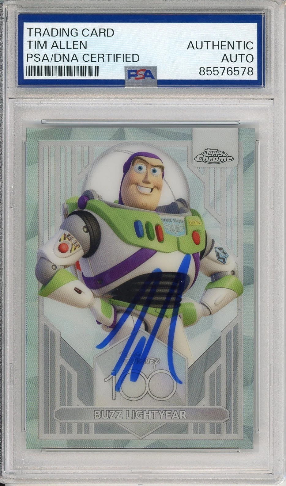 2023 TOPPS CHROME DISNEY REFRACTOR BUZZ LIGHTYEAR SIGNED TIM ALLEN PSA DNA COA