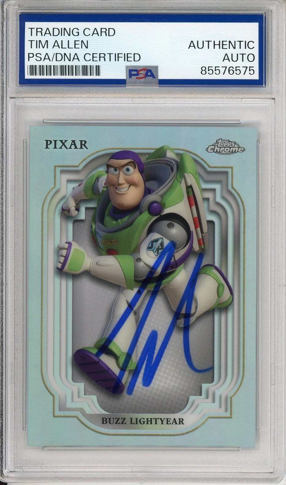 2024 TOPPS CHROME DISNEY REFRACTOR BUZZ LIGHTYEAR SIGNED TIM ALLEN PSA DNA COA