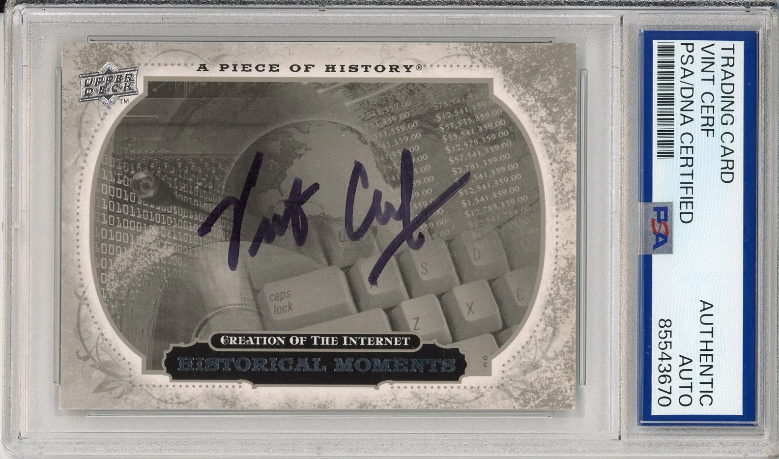 2008 UPPER DECK PIECE OF HISTORY INTERNET VINT CERF SIGNED PSA DNA COA AUTOGRAPH