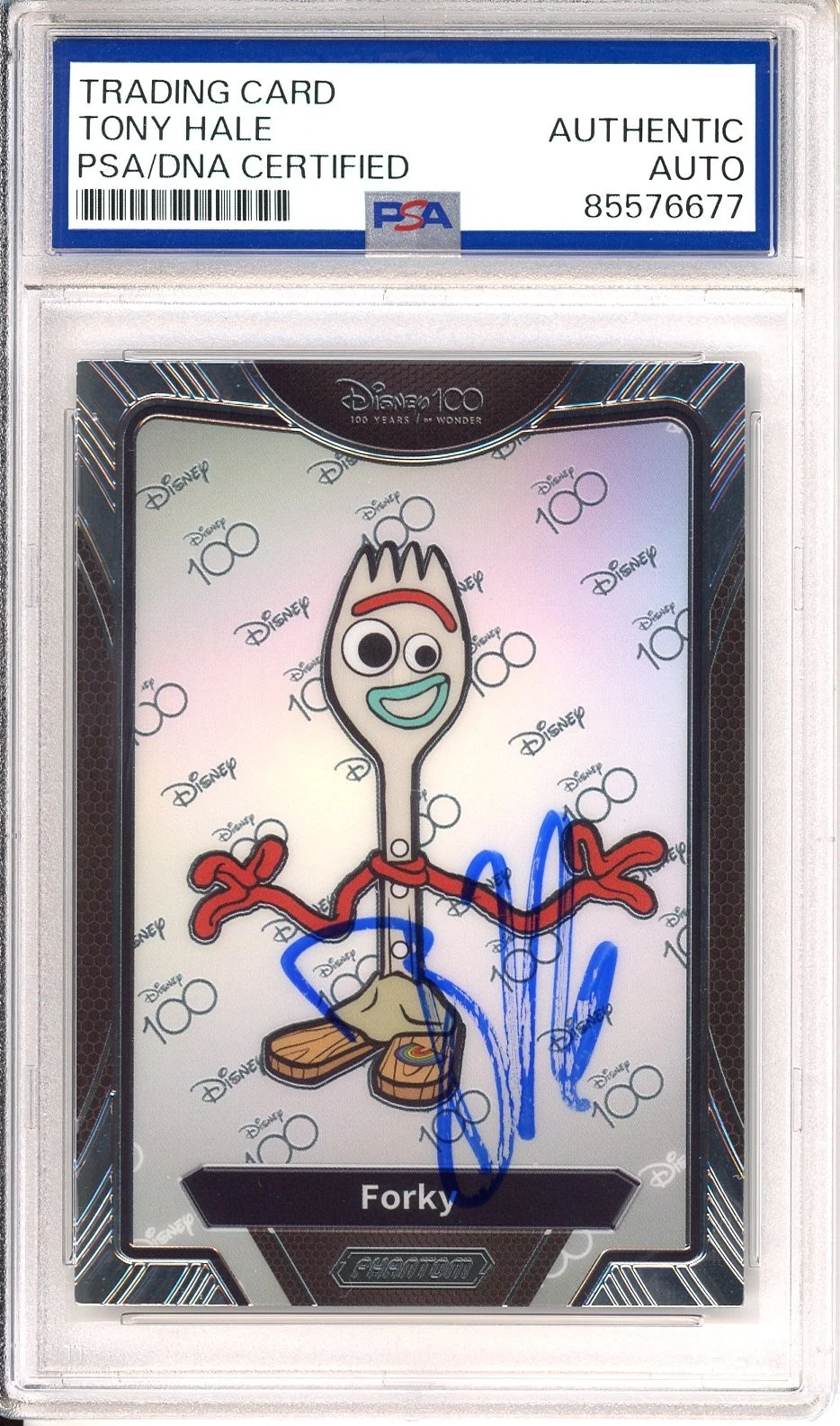 2023 KAKAWOW DISNEY 100 CHROME FORKY TOY STORY SIGNED CARD TONY HALE PSA DNA COA