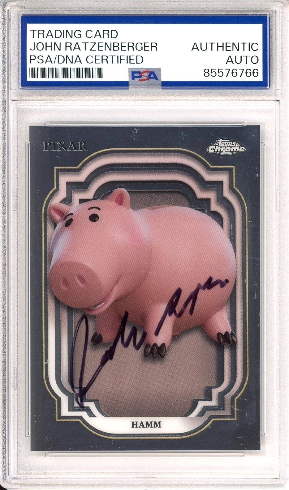 2024 TOPPS CHROME DISNEY TOY STORY HAMM SIGNED JOHN RATZENBERGER PSA DNA COA