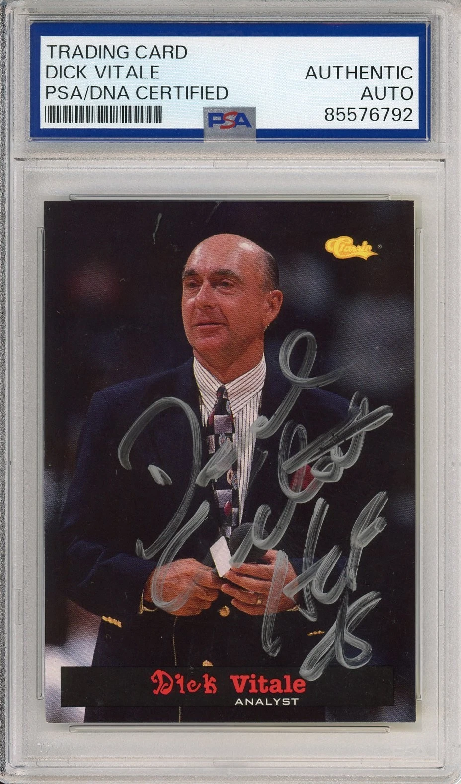 1994 CLASSIC BASKETBALL DICK VITALE NCAA ESPN HOF SIGNED CARD PSA DNA AUTOGRAPH