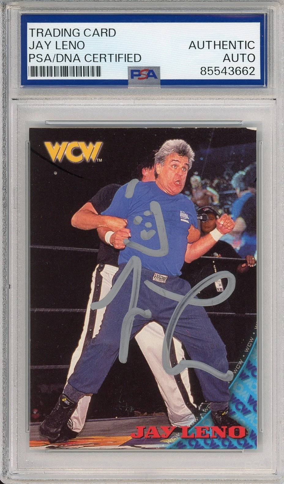 1998 Topps WCW Jay Leno Signed Card The Tonight Show Autographed PSA DNA COA