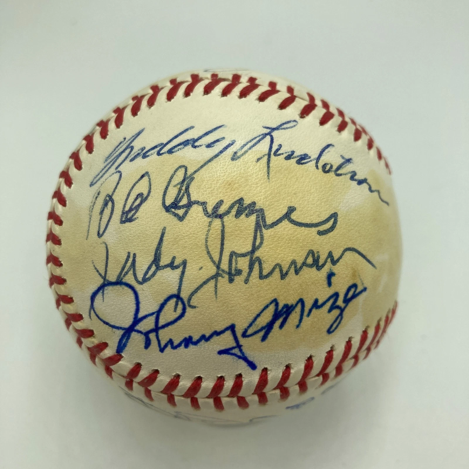 1970's HOF Multi Signed Baseball Freddie Lindstrom Ernie Banks Earl Averill JSA