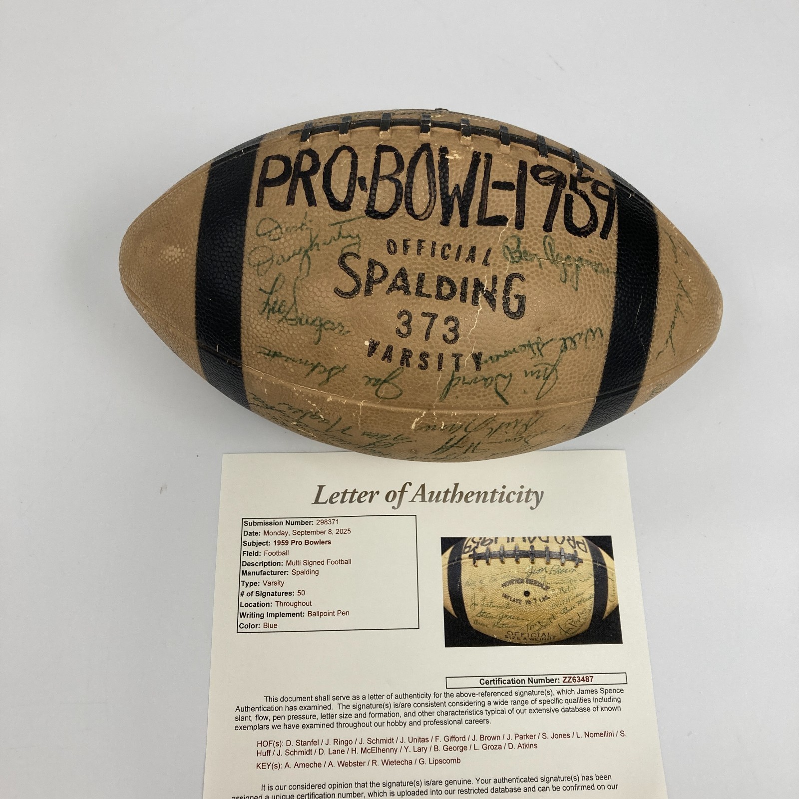 1959 NFL Pro Bowl Multi Signed Football 50 Sigs Johnny Unitas JSA COA RARE