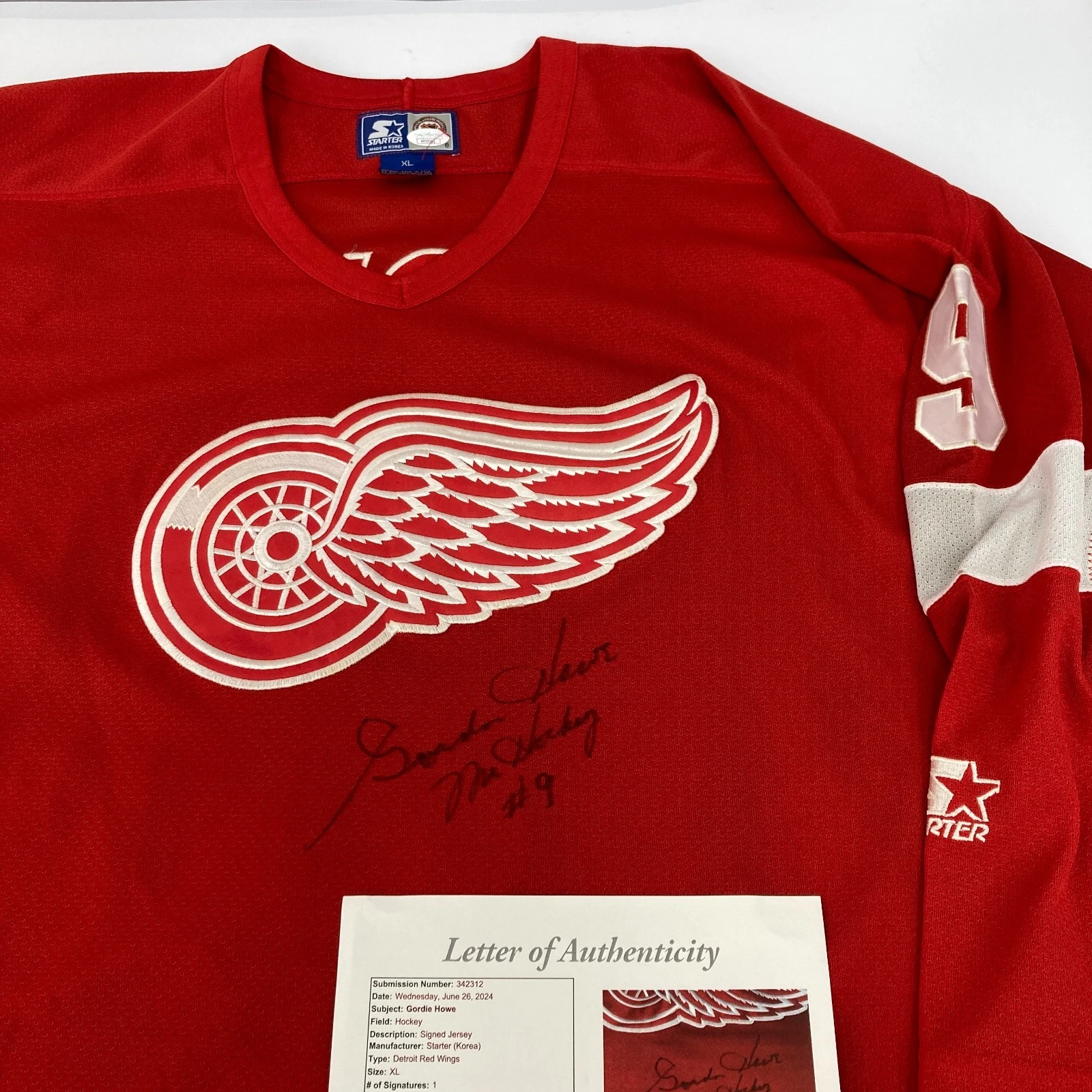 Gordie Howe Mr. Hockey #9 Signed Authentic Detroit Red Wings Jersey JSA COA