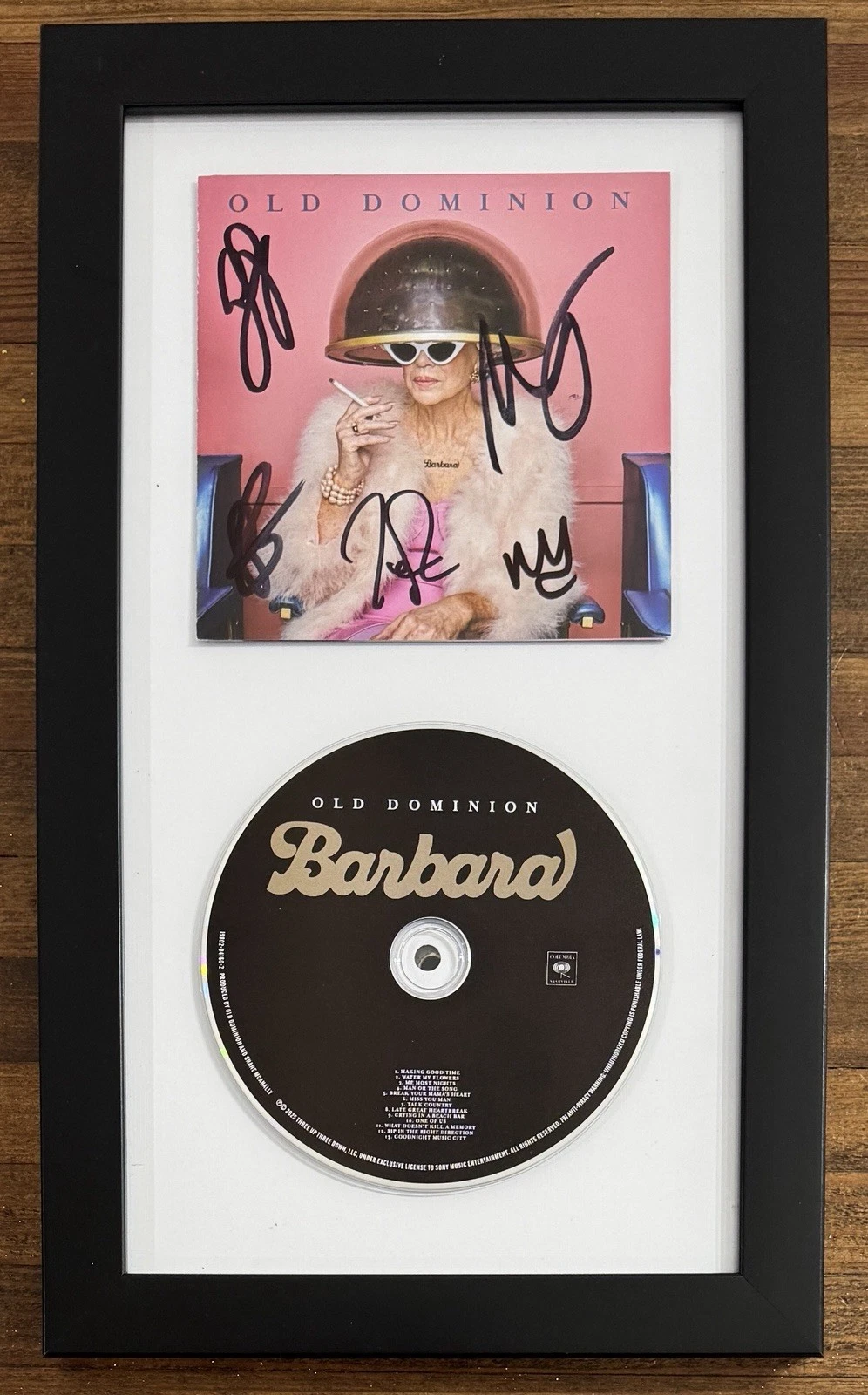 FRAMED SIGNED Old Dominion AUTOGRAPH Barbara Booklet & CD BAS Beckett Certified