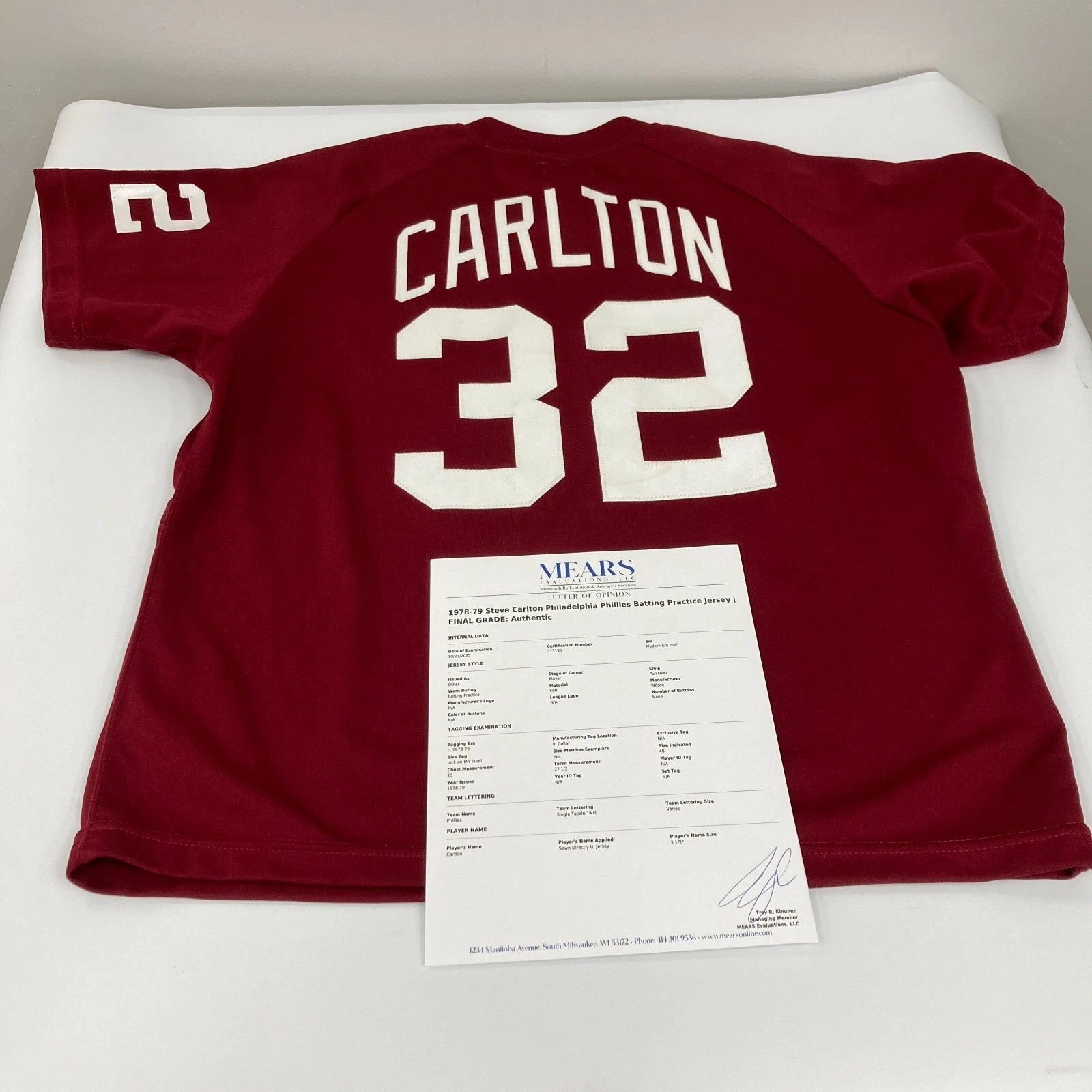 Steve Carlton Signed 1978 Game Used Philadelphia Phillies Jersey MEARS COA