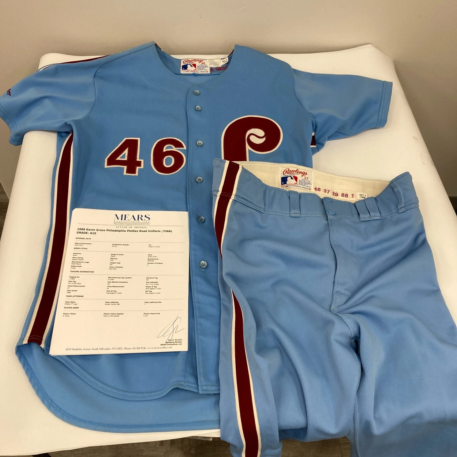 Kevin Gross Game Used Philadelphia Phillies Jersey Uniform MEARS A10