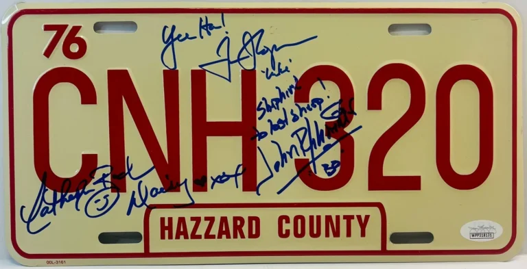 DUKES OF HAZZARD BACH WOPAT SCHNEIDER Signed Autograph License Plate JSA COA